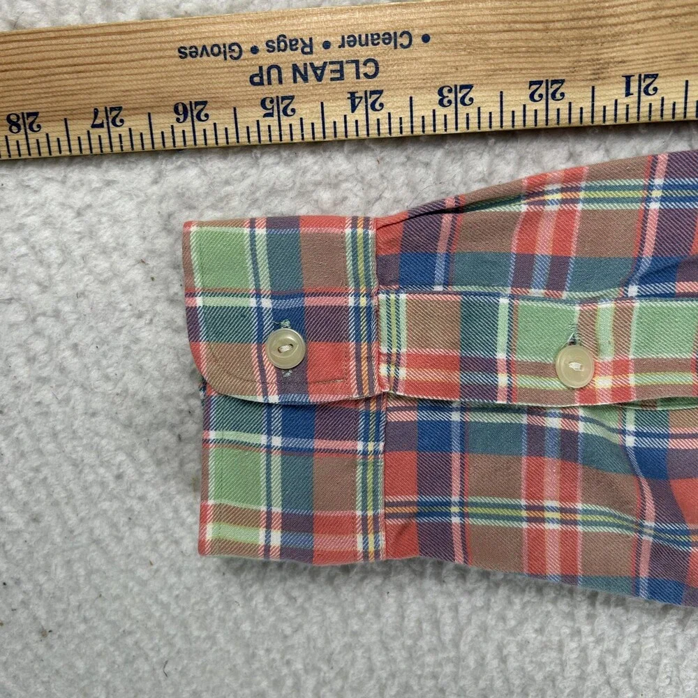 Polo Ralph Lauren Shirt Mens Medium Red Green Plaid Long Sleeve Button Front